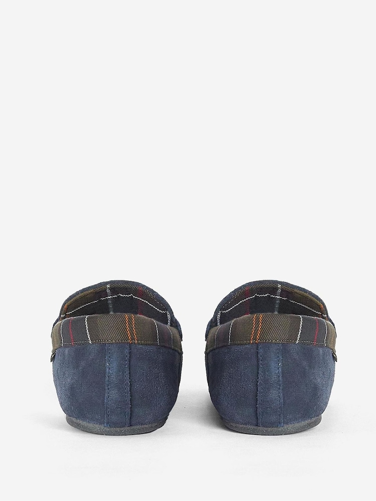 Barbour Porterfield Slippers Size 8 Navy Suede Tartan Plaid Lining House shoe Barbour Navy Suede Indoor Tartan Slippers ( 8 ) | eBay main image 2