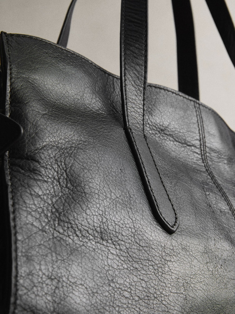 Negro - N. Premium Large Leather Tote Bag - Imagen 10 de 10