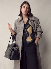 Black Large Leather Tote Bag - Image 2 of 4