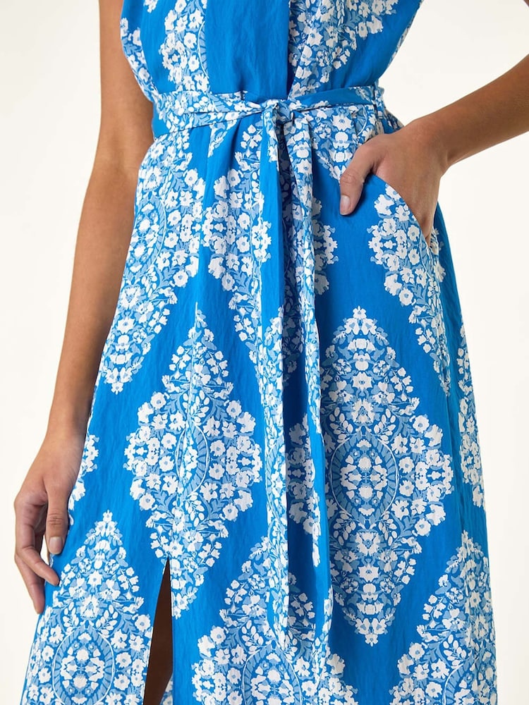 Roman Geometric Print Belted Shirt Midi Dress - Imagen 5 de 5 Roman Geometric Print Belted Shirt Midi Dress - Imagen 5 de 5
