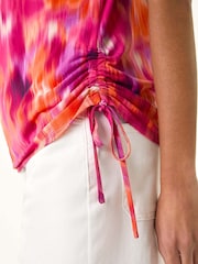 Roman Pink Abstract Print Side Tie Detail Top - Image 3 of 5