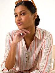 Roman Vertical Stripe Collared Blouse - Imagen 1 de 5