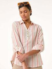 Roman Vertical Stripe Collared Blouse - Imagen 4 de 5