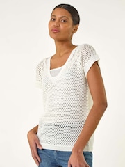 Blanco - Roman 2-In-1 Open Knitted T-Shirt - Imagen 1 de 5