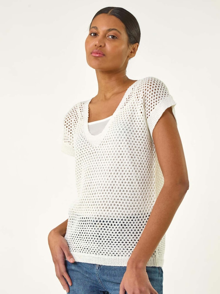 Blanco - Roman 2-In-1 Open Knitted T-Shirt - Imagen 1 de 5
