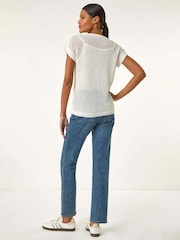 Blanco - Roman 2-In-1 Open Knitted T-Shirt - Imagen 3 de 5