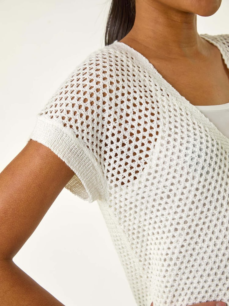 Blanco - Roman 2-In-1 Open Knitted T-Shirt - Imagen 5 de 5