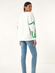 Roman White Abstract Print Stretch 100% Cotton Sweatshirt - Image 2 of 5
