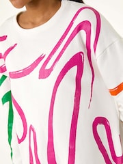 Roman White Abstract Print Stretch 100% Cotton Sweatshirt - Image 3 of 5