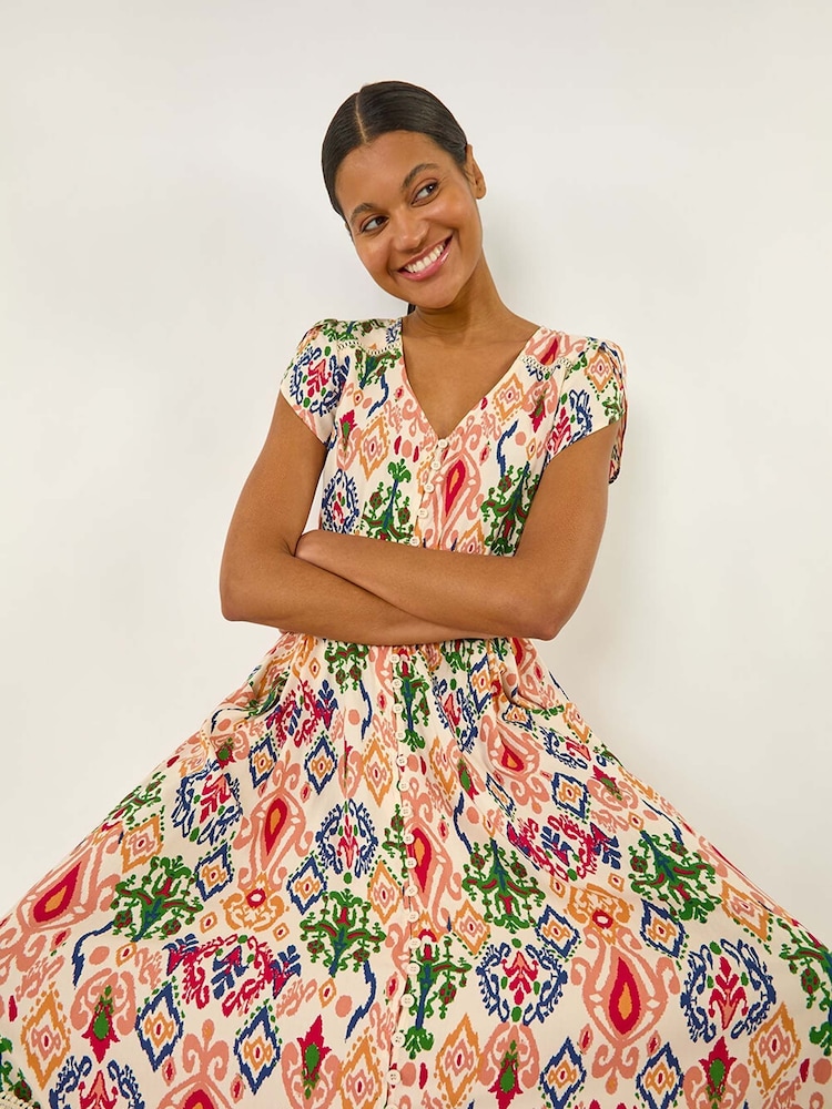Roman Abstract Button Through Midi Dress - Imagen 5 de 5 Roman Abstract Button Through Midi Dress - Imagen 5 de 5