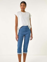 Roman Blue Turn Up Stretch Cargo Trousers - Image 4 of 5