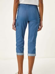Roman Blue Turn Up Stretch Cargo Trousers - Image 5 of 5