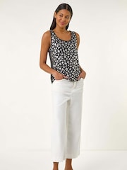 Roman Black Foil Leopard Print 100% Cotton Vest - Image 3 of 5