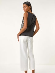 Roman Black Foil Leopard Print 100% Cotton Vest - Image 4 of 5