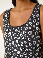 Roman Black Foil Leopard Print 100% Cotton Vest - Image 5 of 5