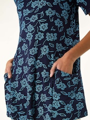 Roman Blue Floral Hanky Hem Tunic Top - Image 5 of 5