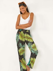 Roman Green Shimmer Palm Print Harem Trousers - Image 3 of 5