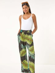 Roman Green Shimmer Palm Print Harem Trousers - Image 4 of 5
