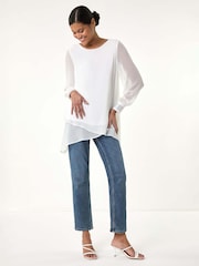 Roman White Hotfix Detail Asymmetric Hem Top - Image 2 of 5