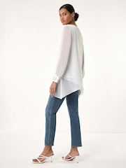 Roman White Hotfix Detail Asymmetric Hem Top - Image 3 of 5