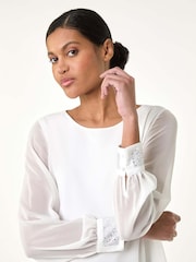 Roman White Hotfix Detail Asymmetric Hem Top - Image 4 of 5