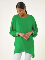 Roman Green Hotfix Detail Asymmetric Hem Top - Image 1 of 5