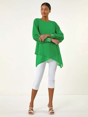 Roman Green Hotfix Detail Asymmetric Hem Top - Image 2 of 5