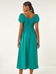 Roman Green Puff Sleeve Mix Midi Dress - Image 3 of 5