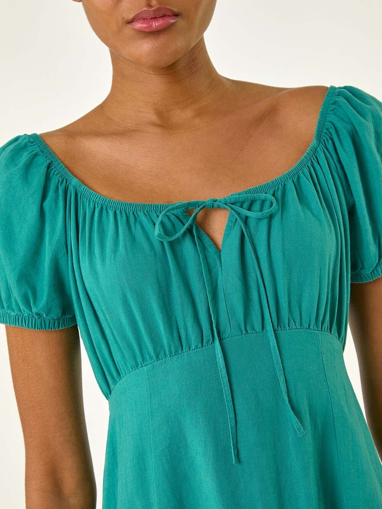 Roman Green Puff Sleeve Mix Midi Dress - Image 5 of 5