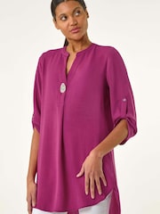 Roman Purple Button Detail Longline Tunic Top - Image 1 of 5