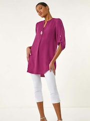 Roman Purple Button Detail Longline Tunic Top - Image 2 of 5