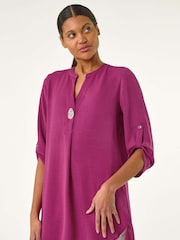 Roman Purple Button Detail Longline Tunic Top - Image 3 of 5