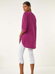 Roman Purple Button Detail Longline Tunic Top - Image 5 of 5