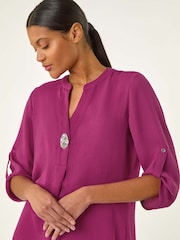 Roman Purple Button Detail Longline Tunic Top - Image 5 of 5