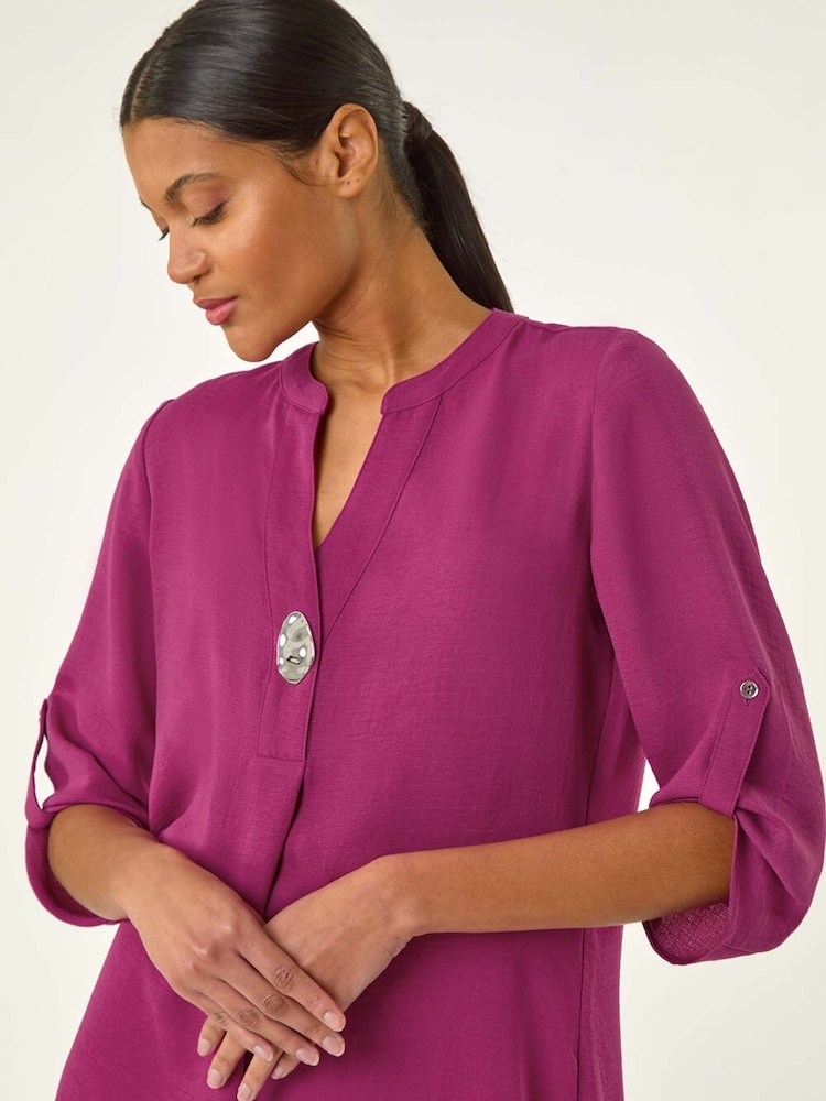 Roman Purple Button Detail Longline Tunic Top - Image 5 of 5