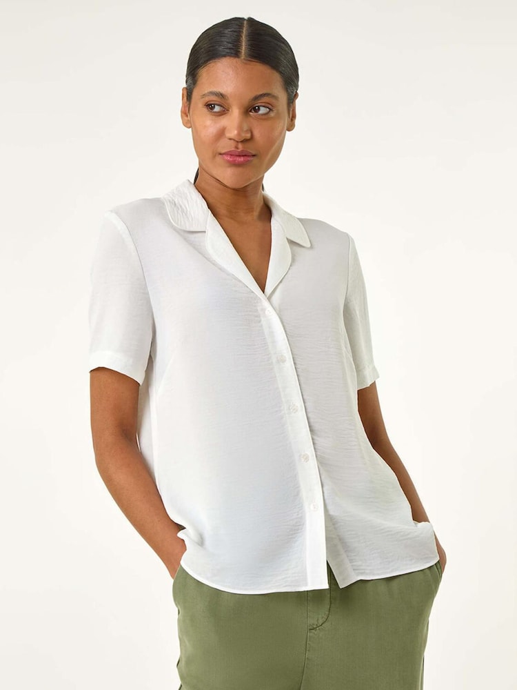 Roman White Collared Short Sleeve Blouse - Image 1 of 5