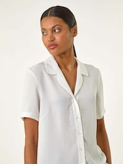 Roman White Collared Short Sleeve Blouse - Image 4 of 5