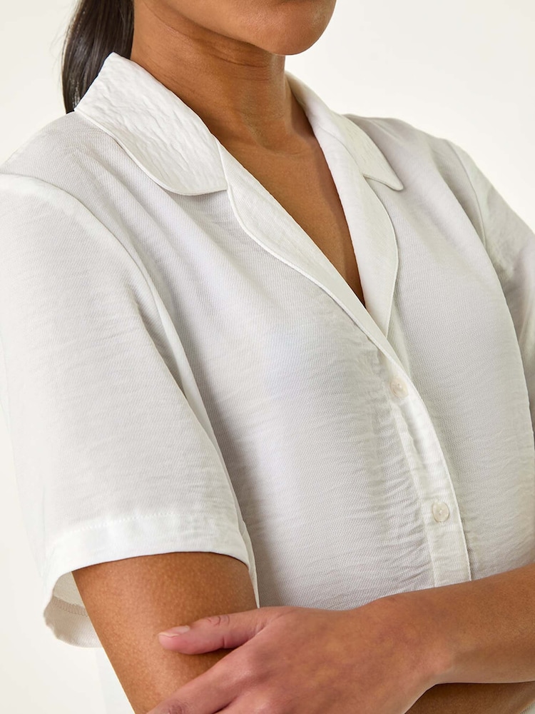 Roman White Collared Short Sleeve Blouse - Image 5 of 5