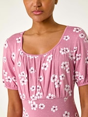 Roman Pink Floral Print Stretch Jersey Dress - Image 5 of 5