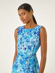 Roman Blue Spot Print Pleated Chiffon Dress - Image 4 of 5