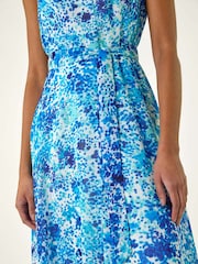 Roman Blue Spot Print Pleated Chiffon Dress - Image 5 of 5