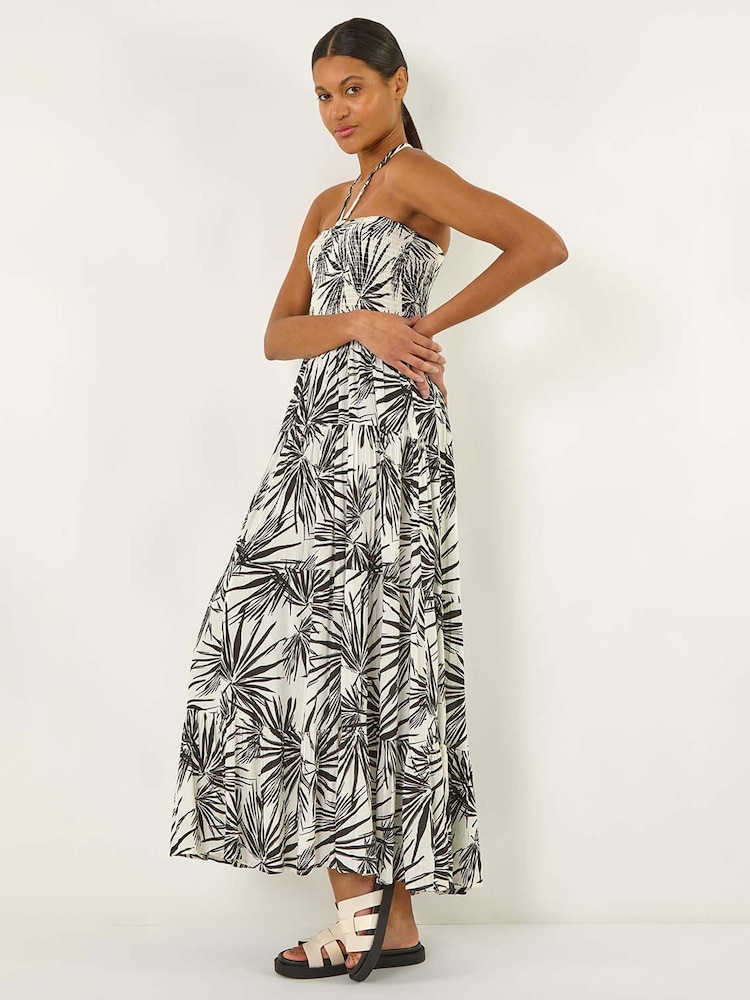 Roman Black Shirred Bandeau Midi Dress - Image 1 of 5