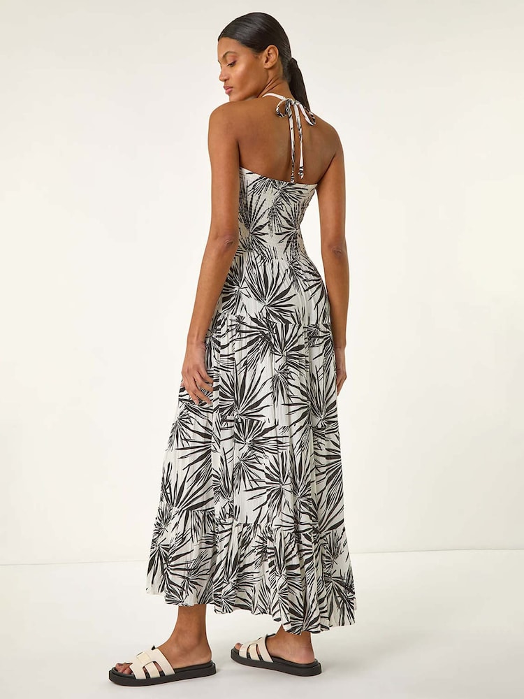 Roman Black Shirred Bandeau Midi Dress - Image 3 of 5