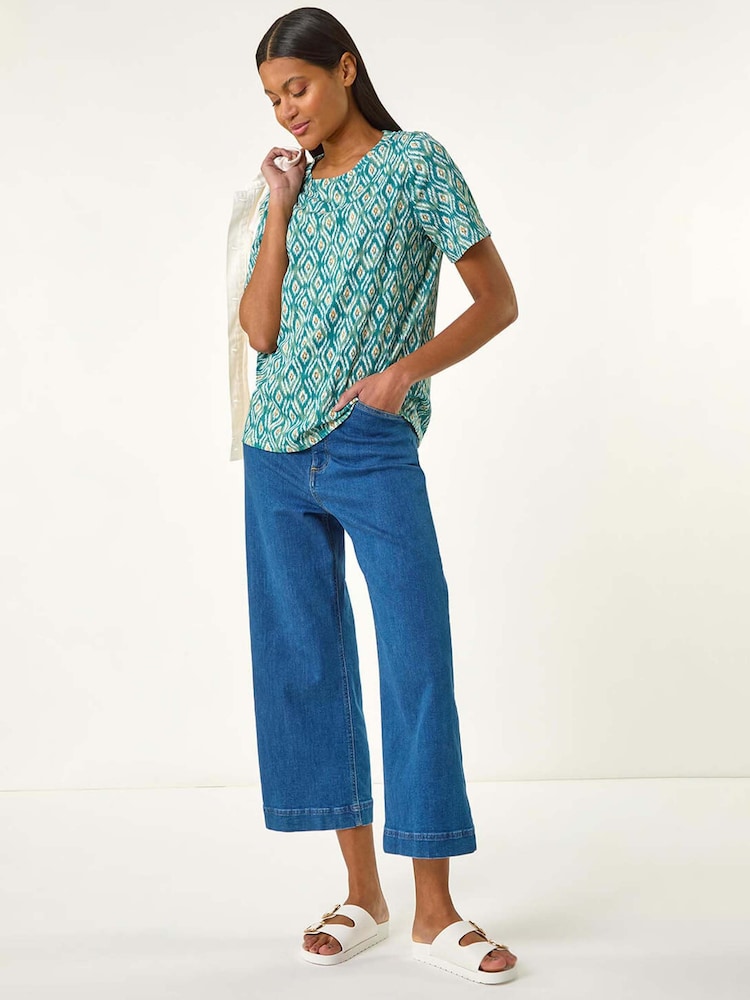 Roman Ikat Print Stretch T-Shirt - Imagen 2 de 5