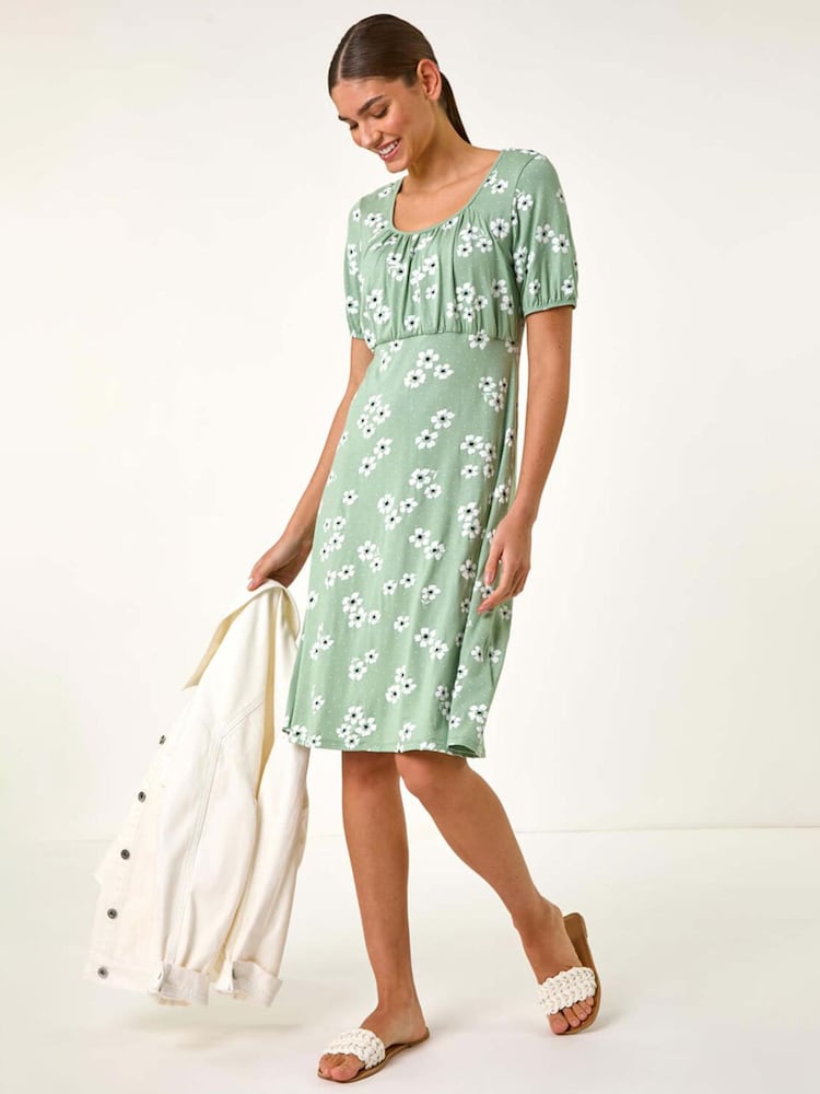 Verde - Vestido de punto elástico con estampado floral de Roman - Imagen 2 de 5 Verde - Vestido de punto elástico con estampado floral de Roman - Imagen 2 de 5