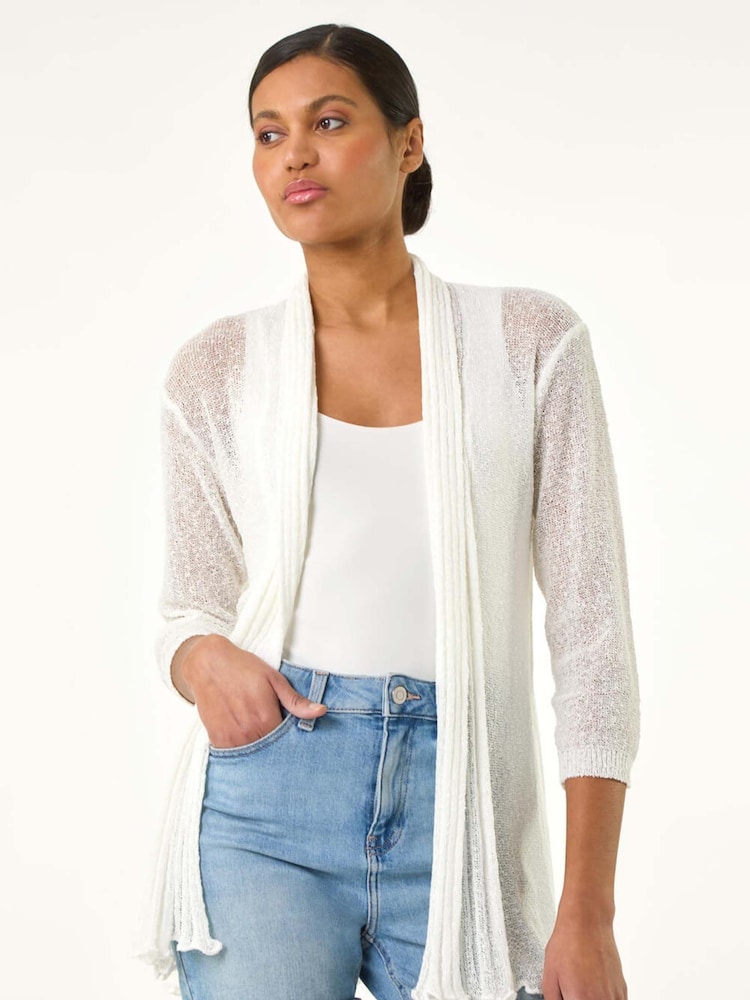 Roman White Longline Back Detail Cardigan - Image 1 of 5