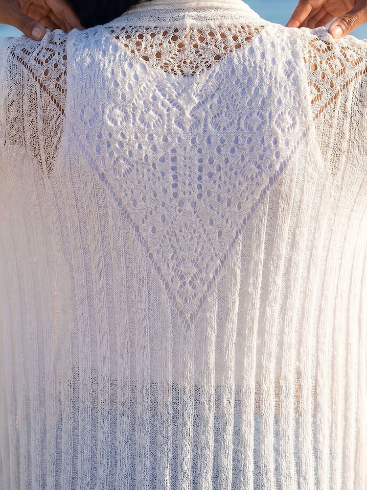 Roman White Longline Back Detail Cardigan - Image 4 of 4 Roman White Longline Back Detail Cardigan - Image 4 of 4