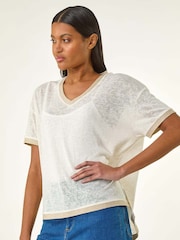 Roman Trim V-Neck T-Shirt - Imagen 1 de 5