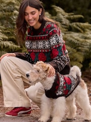 Chocolate Brown Fairisle Knitted Dog Jumper With Wool - Image 1 of 10