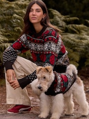Chocolate Brown Fairisle Knitted Dog Jumper With Wool - Image 2 of 10